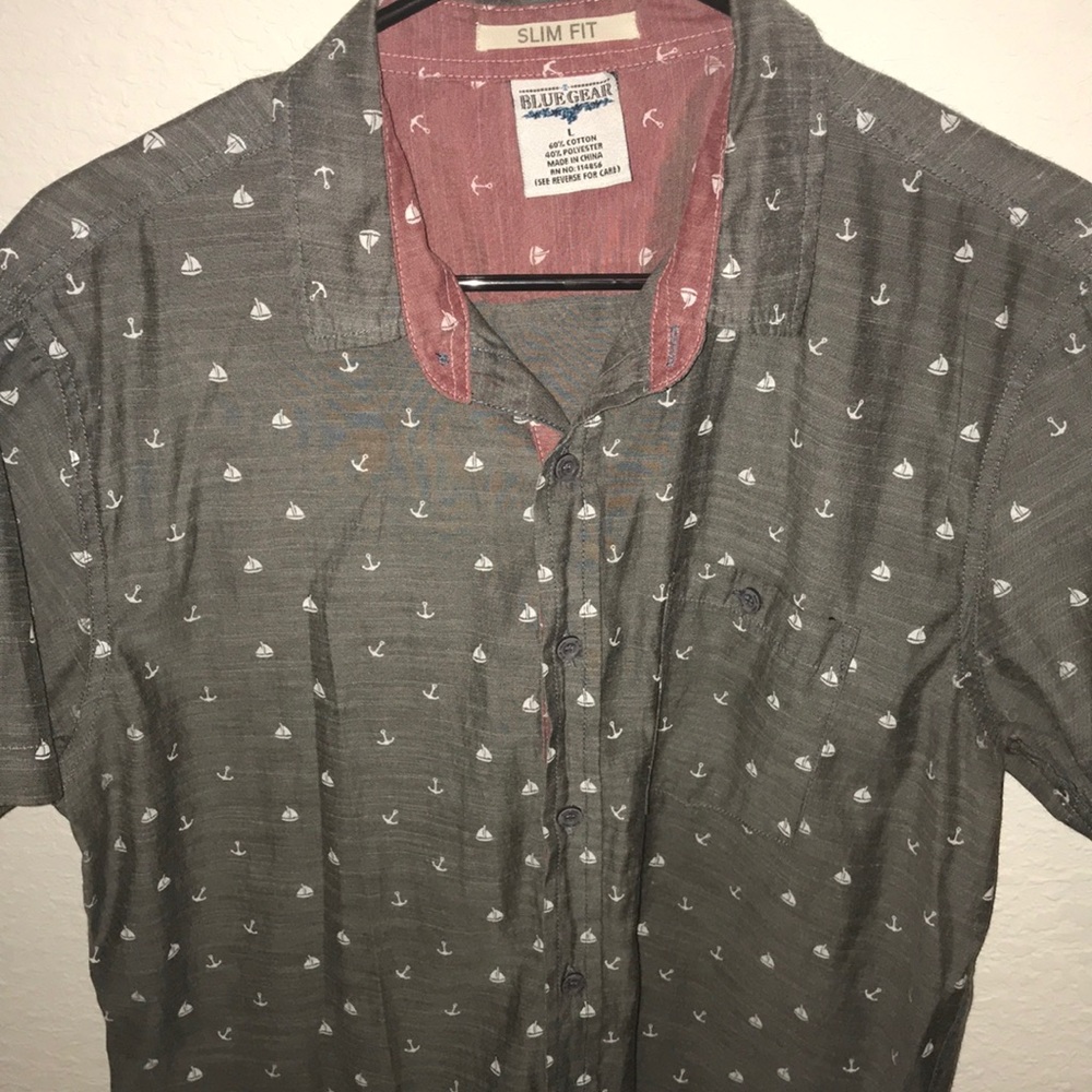 Men’s Blue Gear Short Sleeve Button Down